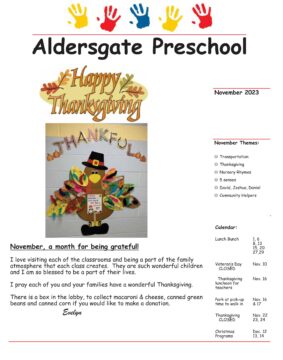 Aldersgate Weekday School News - November 2023